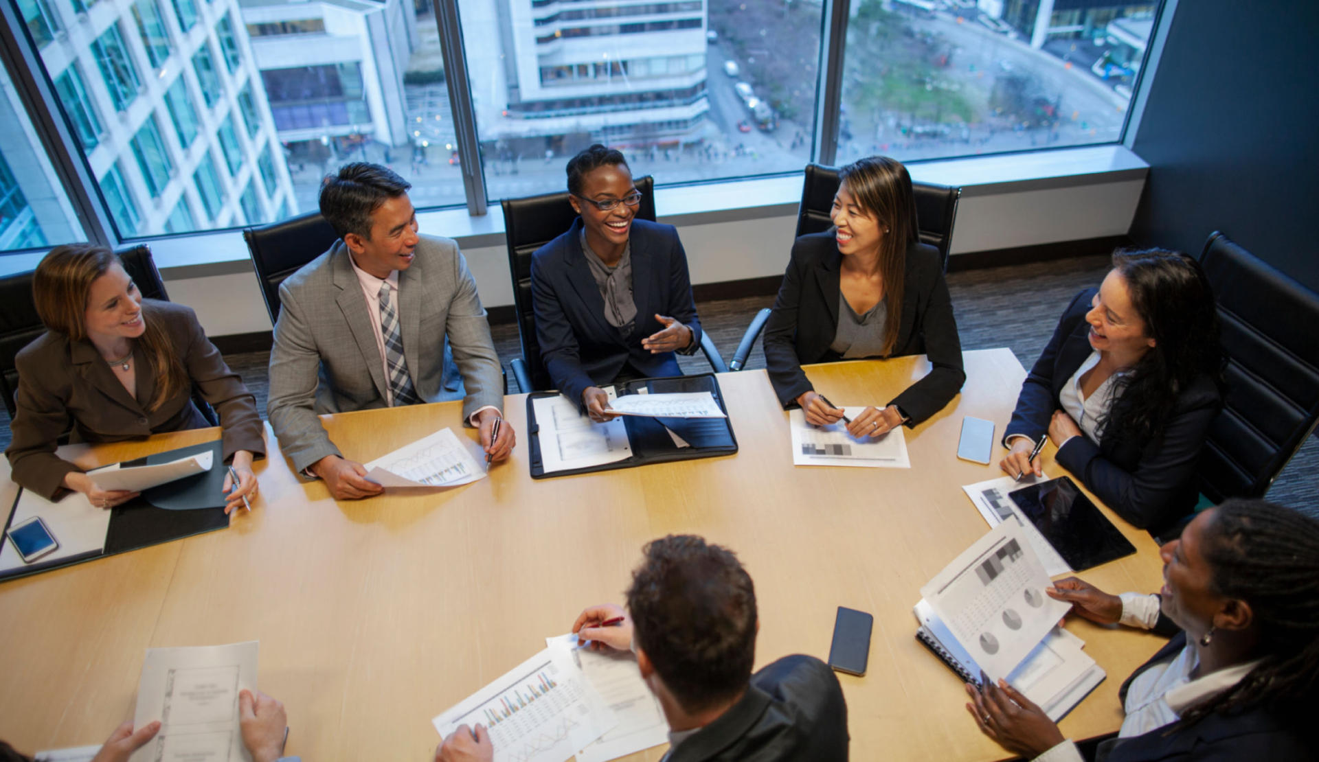 Colleagues collaborating around a table